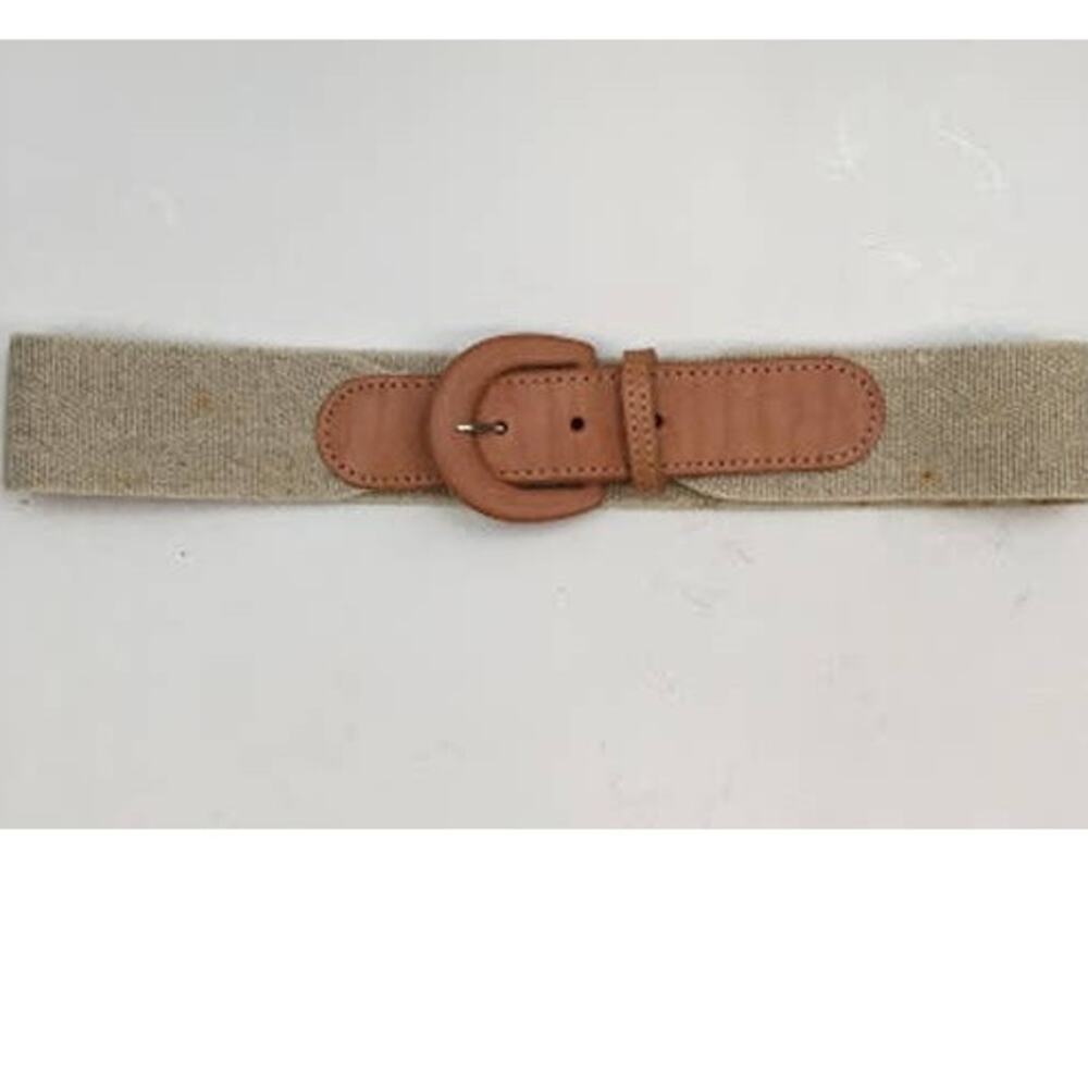 Vintage astor Stretch Belt Tan with Cognac Brown Leather Buckle Medium